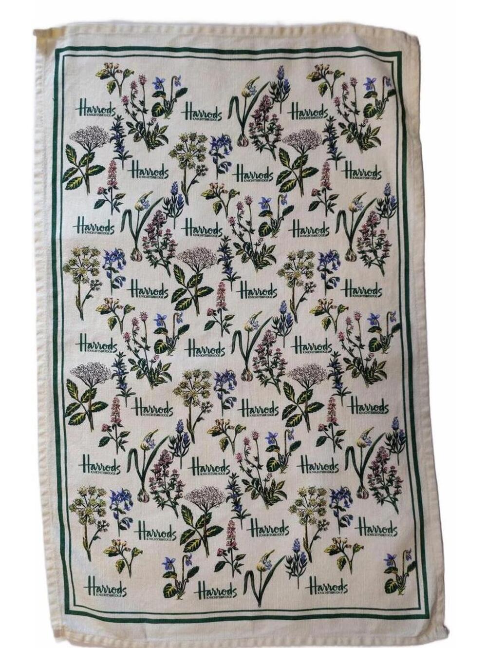 HARRODS Flower And Herb Linen Tea Towel